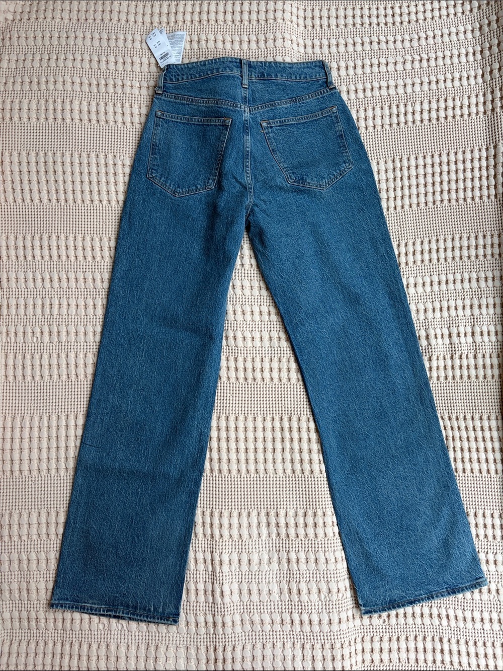 NWT A&F Medium Blue 90s Relaxed High Rise Jeans with Diamond Sequins - Picture 5 of 5